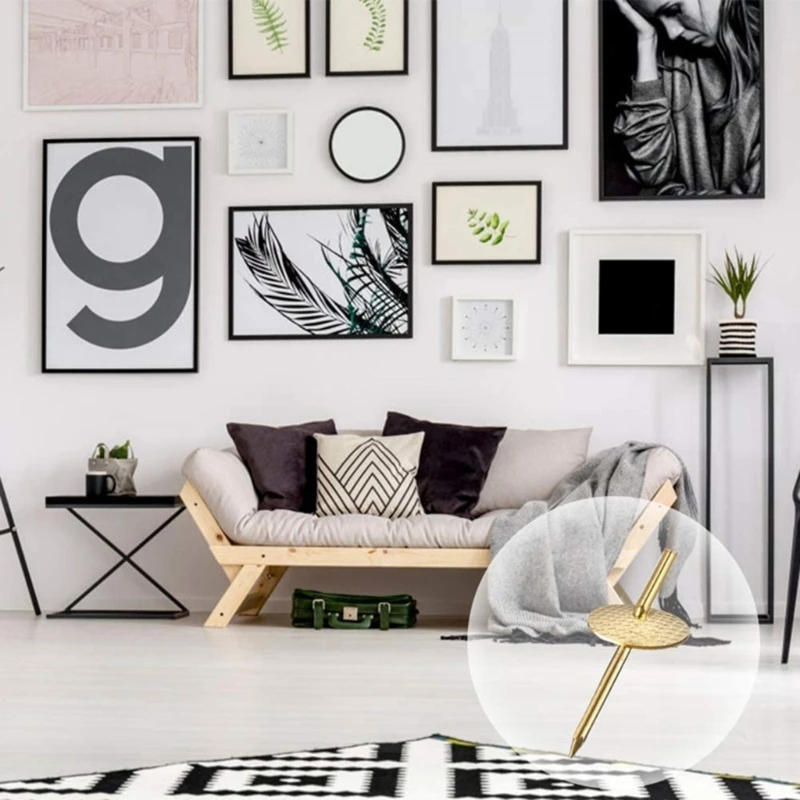 Description Picture 4 of itemPicture Frame Hanging Tacks Gold and Silver Artworks Hangers Kits for Drywalls and Surfaces Clocks Hook 50Pcs