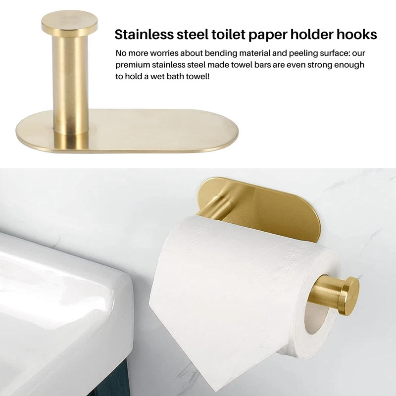 Description Picture 5 of itemWall Mounted Hand Towel Bar Rack Brushed Gold Stainless Steel Round Toilet Paper Holder Hook Hardware Accessories