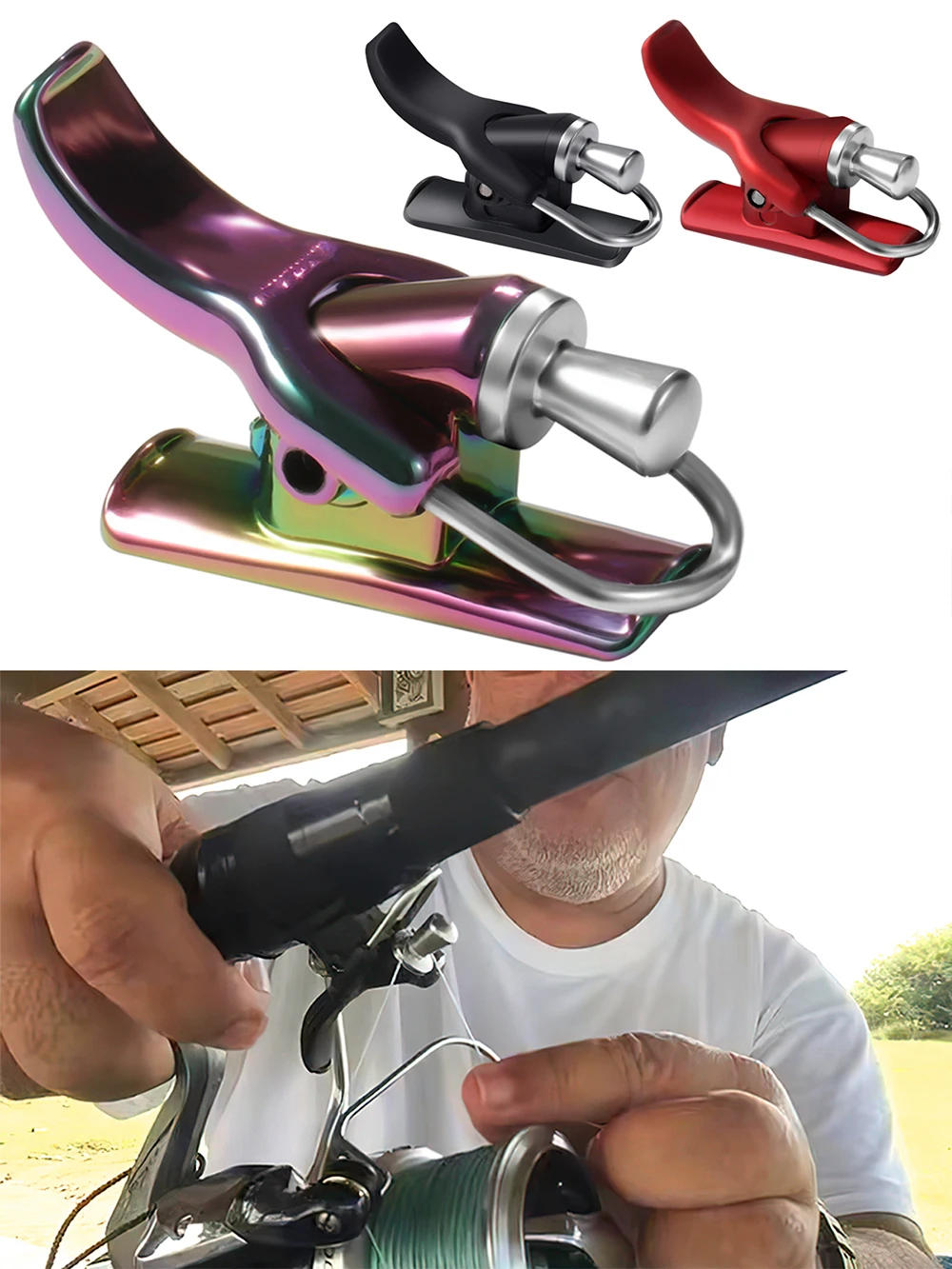 Description Picture 3 of itemPower Cast Sea Fishing Casting Trigger Cannon Clip Thumb Button Finger Protector Rod Line Fixed Spool Casting Aid Booster Tackle