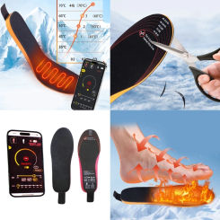 Unisex Electric Heated Insoles, Washable and Cuttable Electric Shoe Pad Winter Foot Warmer for Women Man Outdoor Sports