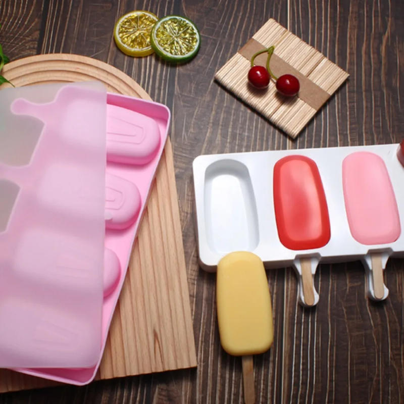 Description Picture 5 of item1pcs/set 4-grid Universal Silicone Mold DIY Ice Cream Homemade Tray with Wooden Sticks Easy Release Popsicle Ice Cream Makers
