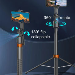 180cm/70.89in Tall Intelligent AI Facial Recognition Gimbals Tripod for Mobile Phone Action Camera Wireless Selfie Stick Bracket