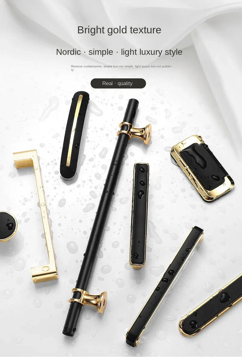 Description Picture 4 of itemBlack Gold Furniture Handle Cabinet Knob and Handle Drawer Knobs Cupboard Pulls Kitchen Zinc Alloy Handle Pulls