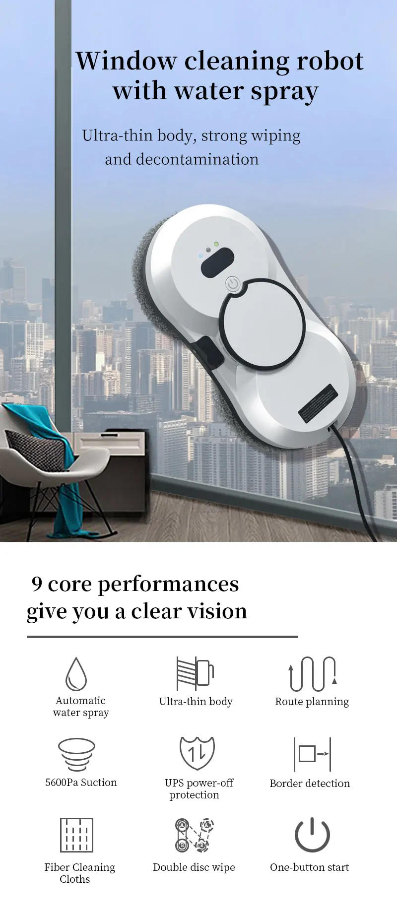 Description Picture 2 of itemLIECROUX HCR-10 Auto Cleaning Glass Window Cleaner Robot Window Cleaner Robot Glass Cleaner