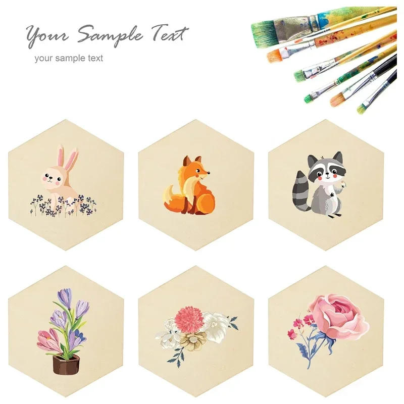 Description Picture 6 of item50pcs 9cm Hexagon Wood Pieces, Unfinished Wood Hexagon Pieces Cutouts Slices for DIY Craft Home Decorations Painting Writting