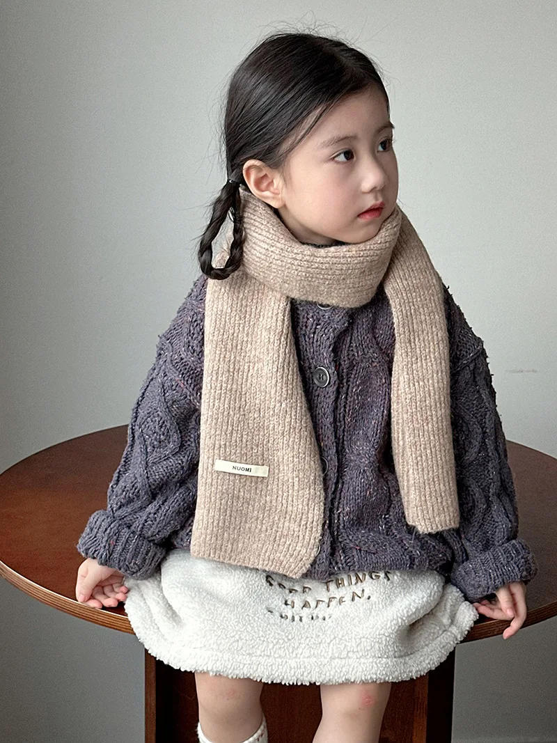 Description Picture 5 of item1-8Years Wool Versatile Children's Scarf Autumn and Winter Knitted Warm Scarves for Boys and Girls Trendy Windproof Headscarf