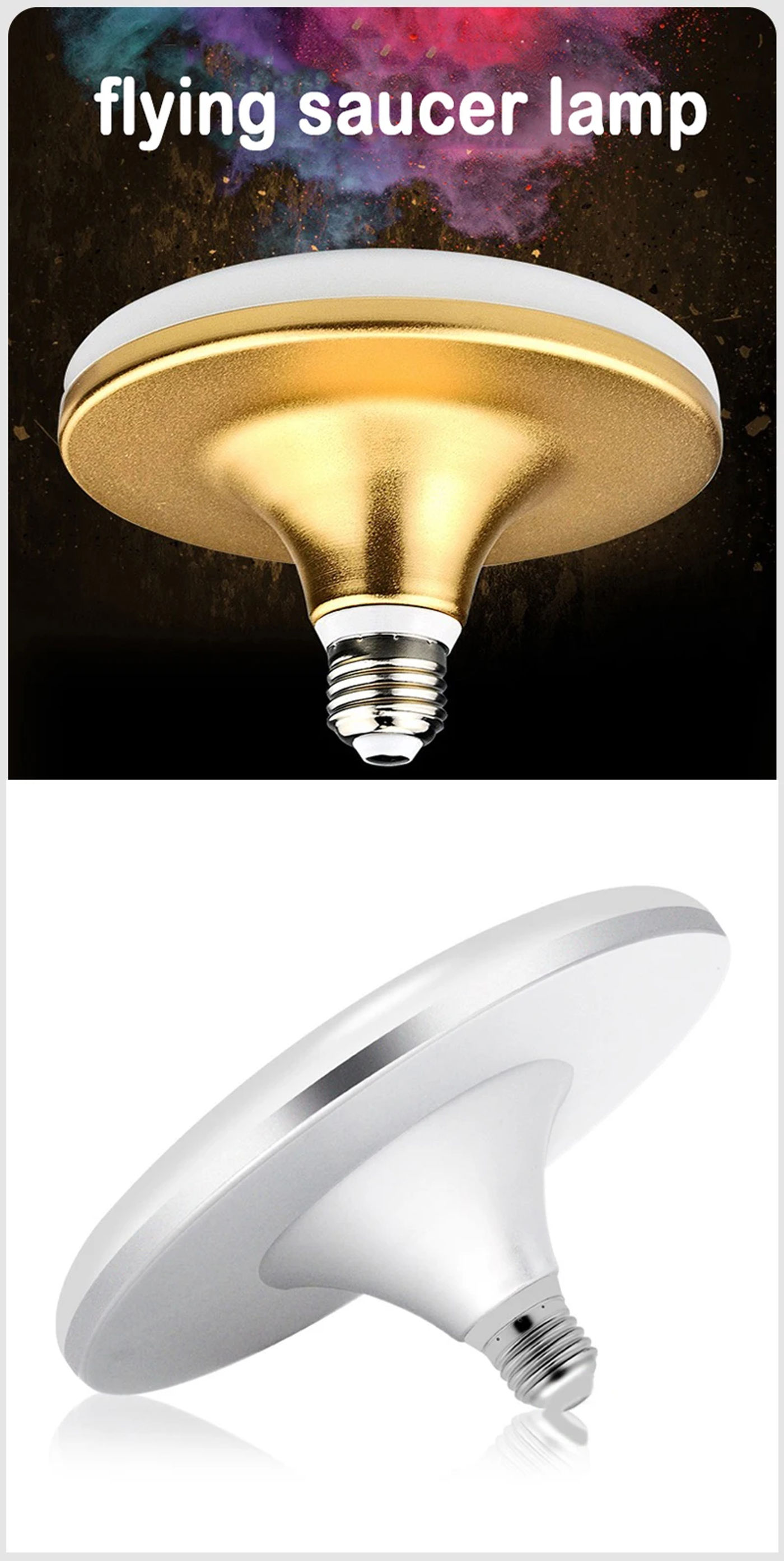 Description Picture 4 of itemLED Bulb AC 220v E27 Base Household Energy Saving Lamp 18W Indoor Lighting Flying Saucer Light 6500k Ceiling Lamp Garage Light