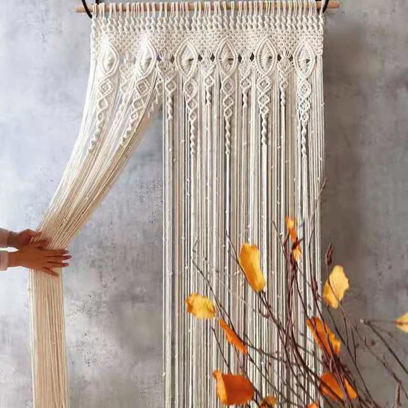 Description Picture 4 of itemHigh Luxury Wall Mounted Rural Woven Curtains Living Room Bedroom Korean Style Rope Home Decoration Curtains