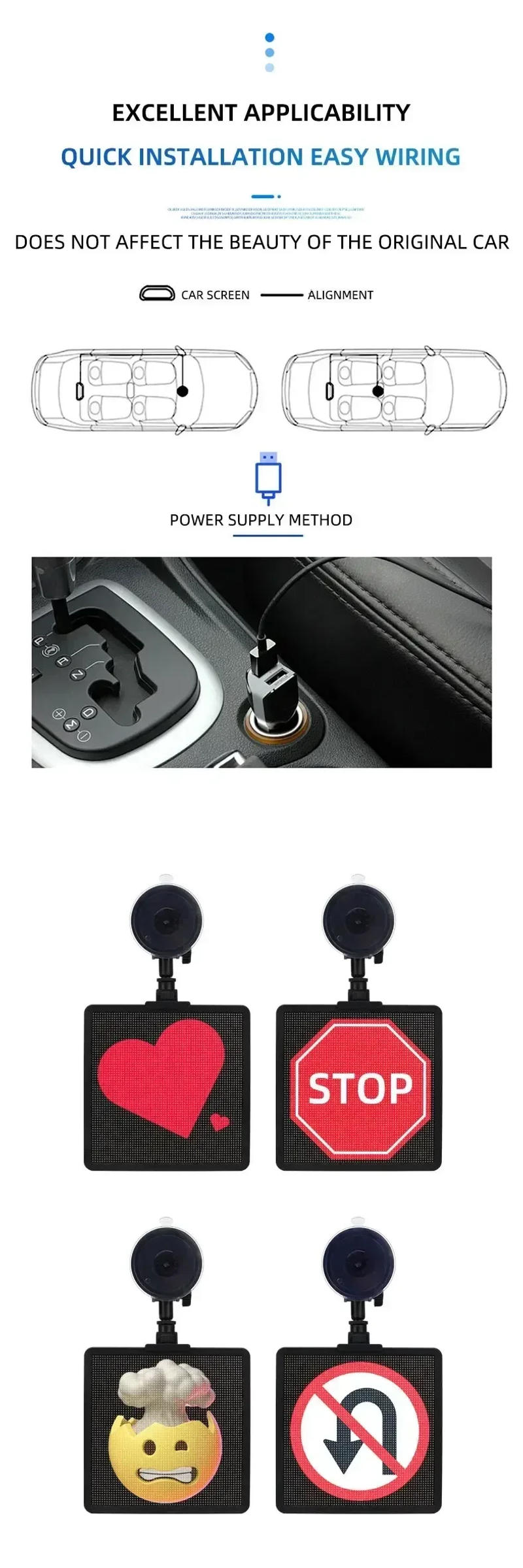 Description Picture 6 of itemDIY Smart Car LED Sign With Remote Control or NO Remote Matrix Pixel Panel Lamp APP Control for Windshield Display Screen Decor