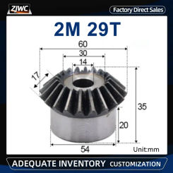 1pc Bevel Gear 2 Mod 29 Teeth 2M 29T With Process Hole 14mm 90 Degree Drive Commutation Steel Gears With Screw