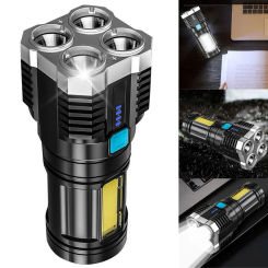 LED Super Bright Flashlight COB Side Light Waterproof Handheld LED Torch 4 Modes Multi-function for Camping Hiking Emergencies