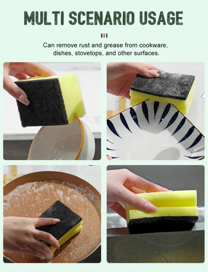 Description Picture 6 of item2-PC Dishwashing Sponge,Kitchen Cleaning Scrubbing Tool,Scrubbing Sponge Pad,Dishcloth Suitable for Kitchen Pot Cleaning