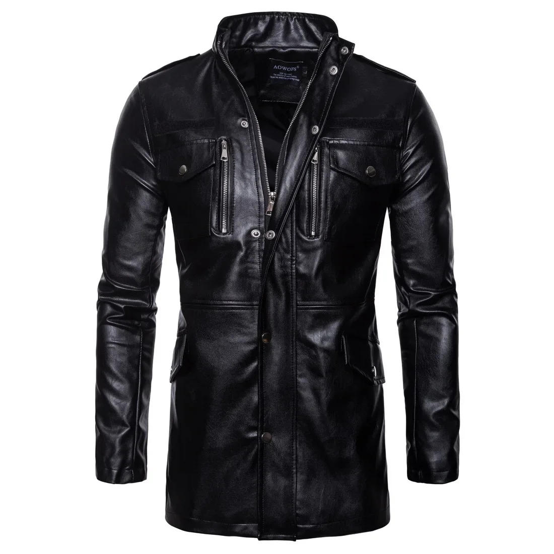 Description Picture 3 of itemNew Men's Leather Jacket Plus Size Leather Jacket Locomotive Designer Coat Luxury Korean Fashion Street Wear Brand Medium Length