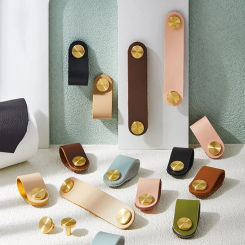 Handles Drawer Cabinet Furniture Kitchen Handles for Cabinet Knob Door Drawer Furniture Kitchen Brass Cowhide Pulls Knob