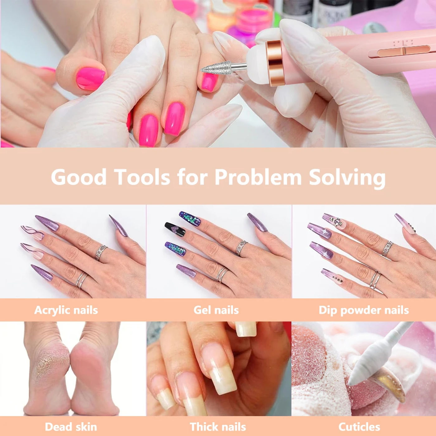 Description Picture 5 of itemYIKOOLIN 5 in 1 Electric Nail Polish Drill Machine With Light Portable Mini Electric Manicure Art Pen Tools For Gel Remover