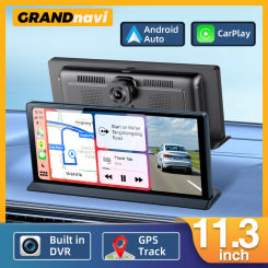 11.3 inch Car DVR 4K Camera Wireless Carplay Android auto Touch Screen Dash Cam Dual Len Video Recorder GPS Navigation Dashboard