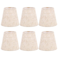 Small Lamp Shade Clip on Bulb Set of 6 for Candelabra Bulbs, Barrel Fabric Lampshade for Table Chandelier Wall Lamp
