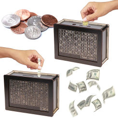 500/1000/2000/3000/5000/10000 Euro Money Box Piggy Bank Wood Money Bank Reusable Money Box with Saving Goal and Numbers Boxes
