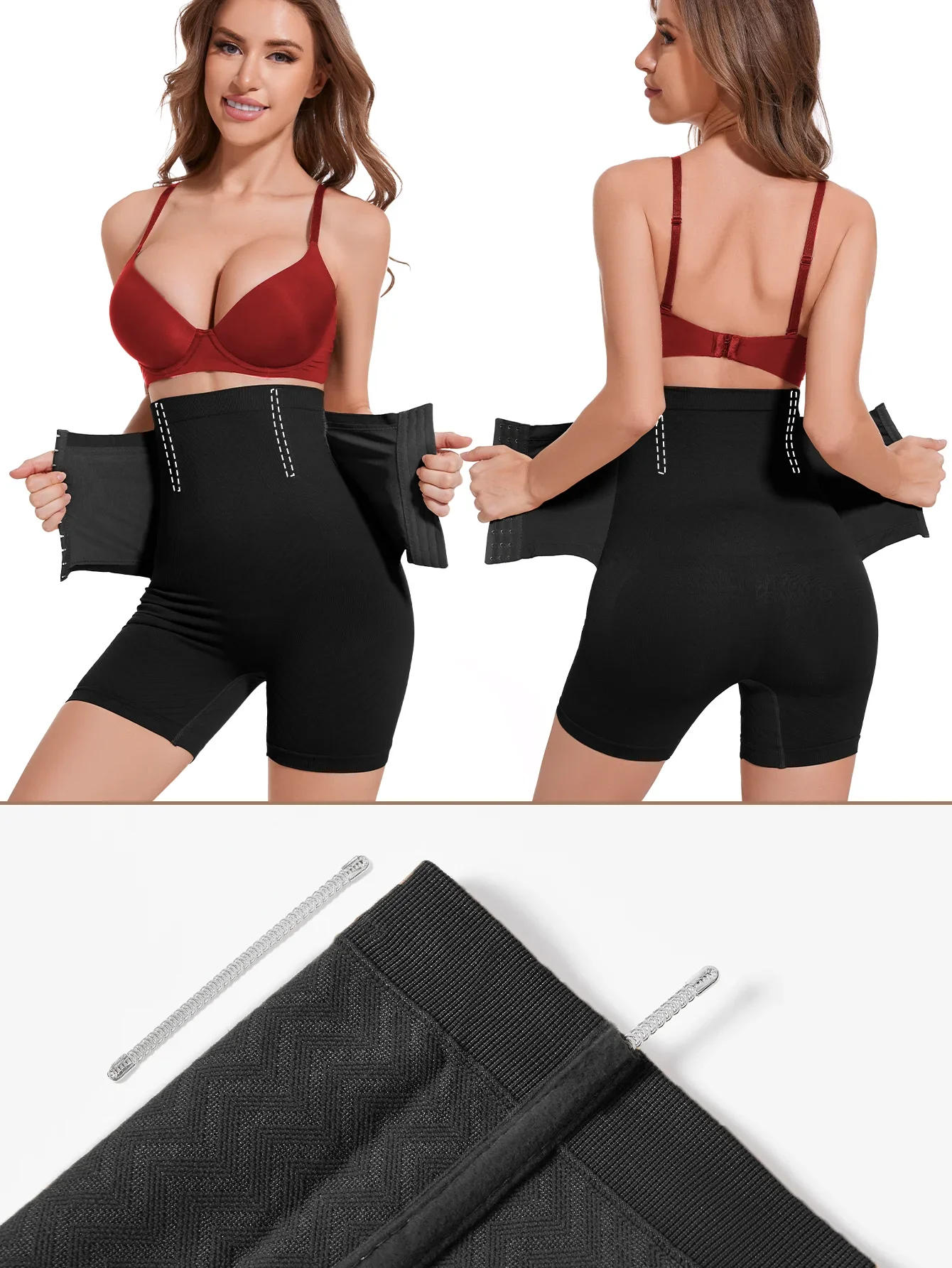 Description Picture 4 of itemWomen Tummy Control Slimming Panty with Girdle High Waist Trainer Body Shaper Shorts Plus Size Hooks Butt Lifter Shapewear