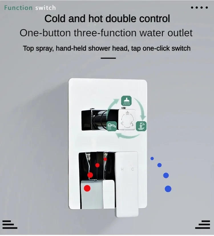 Description Picture 4 of itemMultifunction Water Outlet All Copper Shower Set Bathroom Concealed Installation Rainfall Pressurized Shower Faucet System