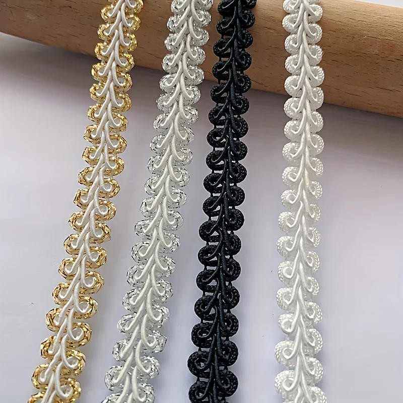 Description Picture 6 of item5m/16.4ft Each pack 1.2cm Wide White Silver Golden Lace Edge Webbing Trim Satin Ribbons Clothing Sewing Accessory DIY Decoration