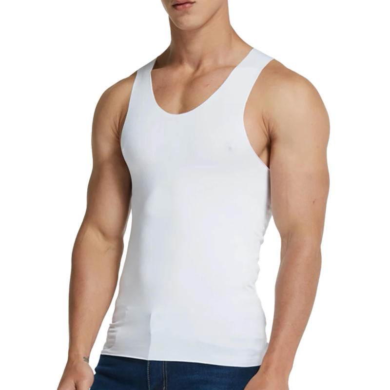 Description Picture 4 of itemNew Men Sleeveless Ice Silk High Elastic Seamless Tank Top Hurdling Tees Casual Vest Traceless Sports Bottoming Male Vests