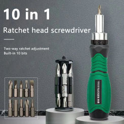 1pc Screwdriver 10-in-1 set Torx screwdriver ratchet multi-function labor-saving mini screwdriver household repair tool
