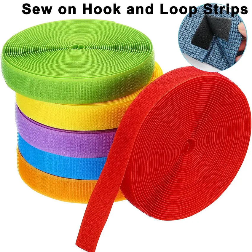 Description Picture 3 of item25Meter Sew on Hook and Loop Strips Fastening Nylon Fabric Tape Colorful Non-Adhesive Nylon Fastener Interlocking Tape 2cm Width
