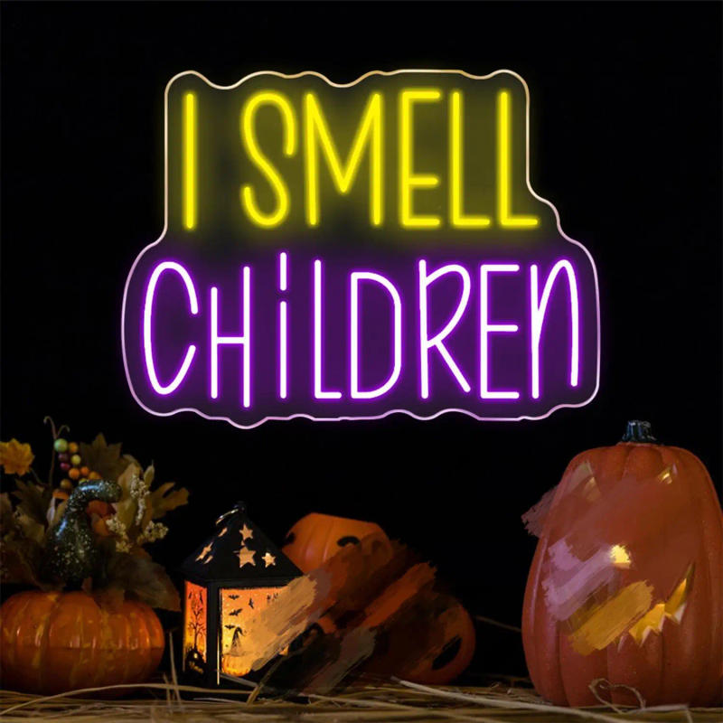 Description Picture 4 of itemI Smell Children Neon Sign Halloween Led Decorative Light Dimmable USB Powered For Halloween Party Shop Sign Bar Home Wall Logo