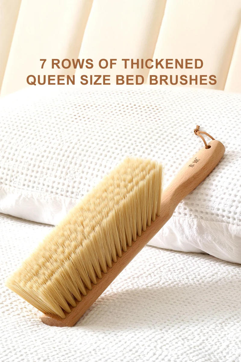 Description Picture 2 of itemWooden Bed Cleaning Brush Soft Elastic Fur Long Handle Duster Seven Rows Thickened Dust Brush Hand Broom Soft Anti-static Brush