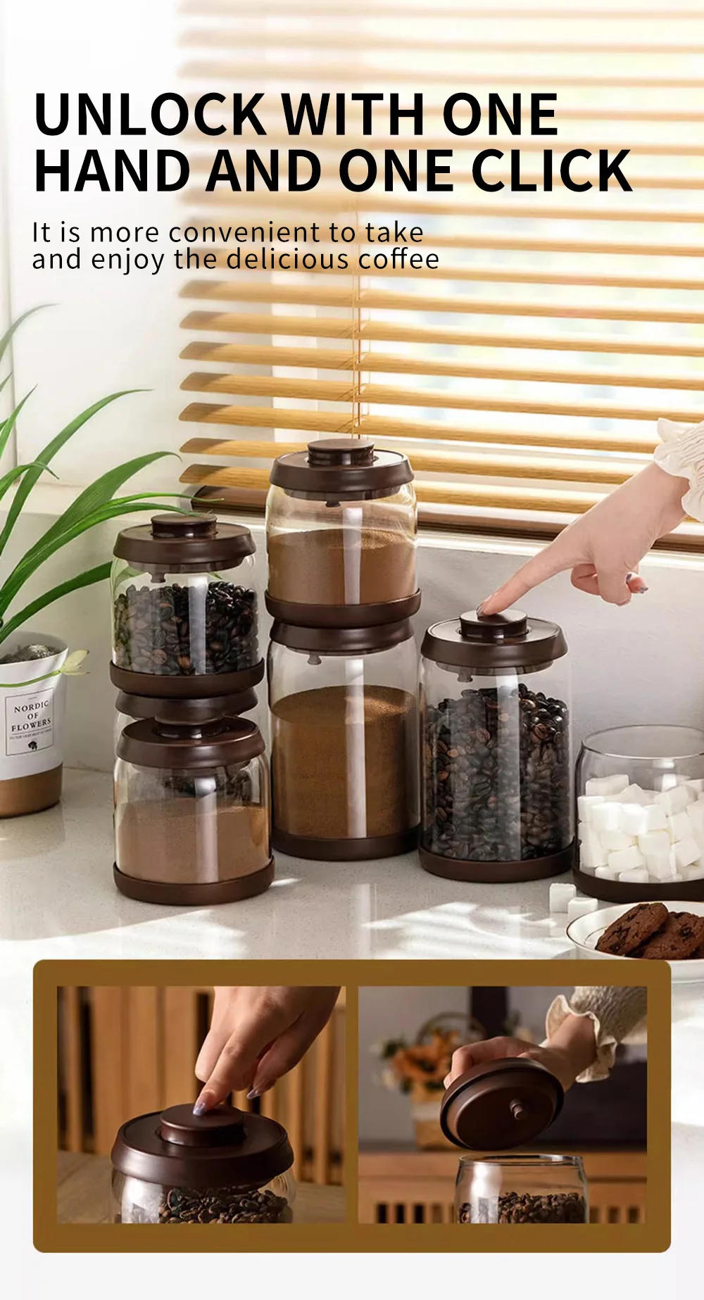 Description Picture 3 of itemHigh Borosilicate Glass Coffee Jar Moisture-proof Sealed Milk Powder Container Household Storage Kitchen Multigrain Candy Tank