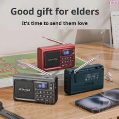 SANSUI F77 Wireless Bluetooth Speaker Mini Portable Elderly FM Radio Insert Card USB Speaker with Timer Shutdown Recording