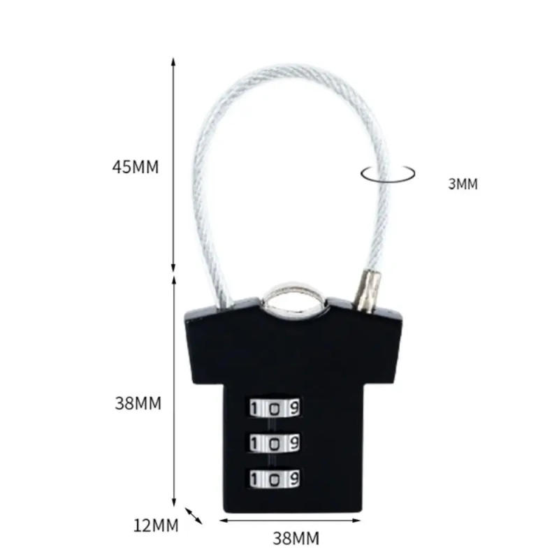 Description Picture 3 of item3 Digit Password Lock Aluminum Alloy Steel Wire Security Lock Mini Cupboard Cabinet Locker Padlock Suitcase Luggage Coded Lock