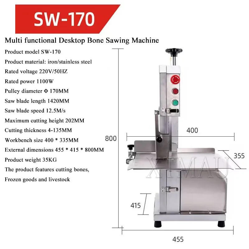 Description Picture 5 of itemElectric Bone Saw Cutting Machine Food Processor Commercial Desktop Electric Bone Saw Cutter Bone Cutter