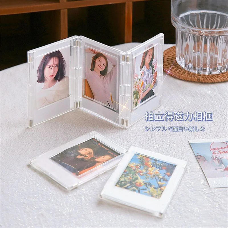 Description Picture 5 of item3-InchPhoto Frame Magnet Design Polaroid Photo Frame Mini Acrylic Magnetic Picture Frames Transparent Acrylic Card Display Stand