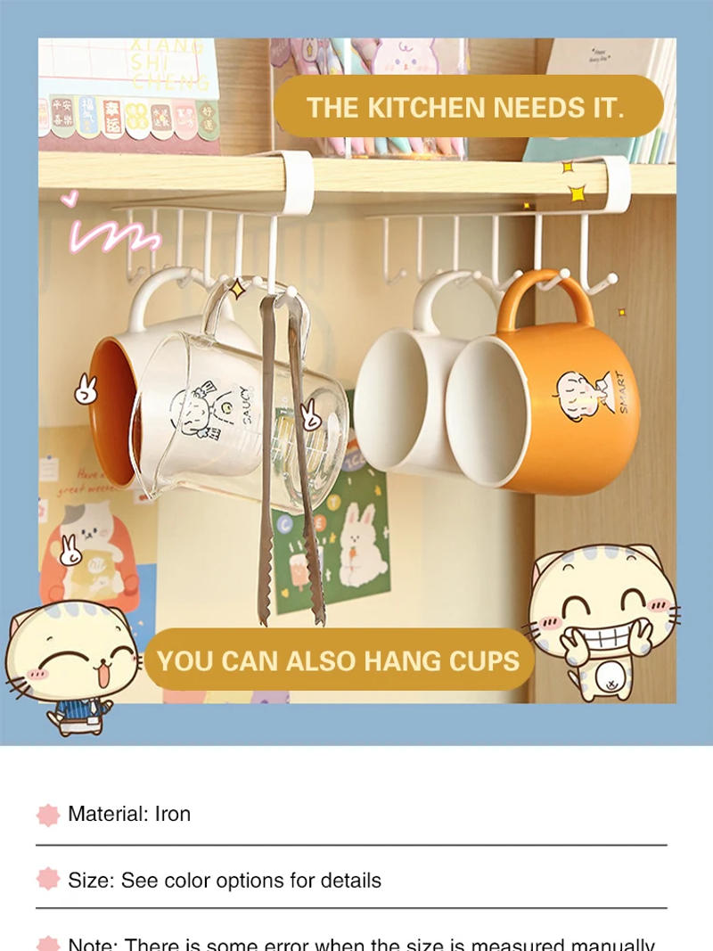 Description Picture 2 of itemNew Long Row of Hooks Behind Door Bag Hanger Ins Dormitory Storage Hanger Wall Storage Rack Hat Storage Artifacts Organization