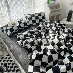 Checkerboard Bedding Comforter Set with Pillowcase bed sheet Single Full Size Bed Linen Duvet Cover Set Queen/King Double Single