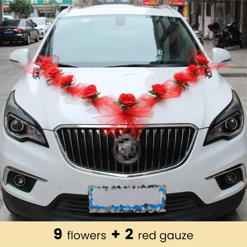 Description Picture 6 of itemWhite Rose Artificial Flower for Wedding Car Decoration Bridal Car Decorations Door Handle Ribbons Silk Flower