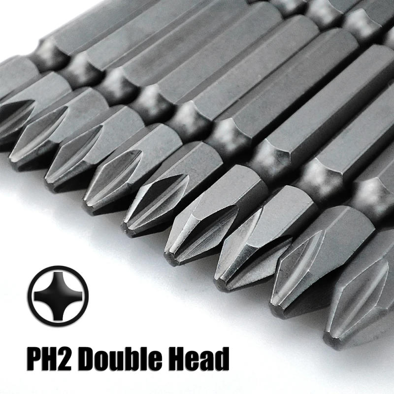 Description Picture 5 of item10Pcs 65-200mm Double-End Screwdriver Head Bits S2 Steel Ph2 Cross Bit Strong Magnetic High Hardness  Torque Batch Head Sets