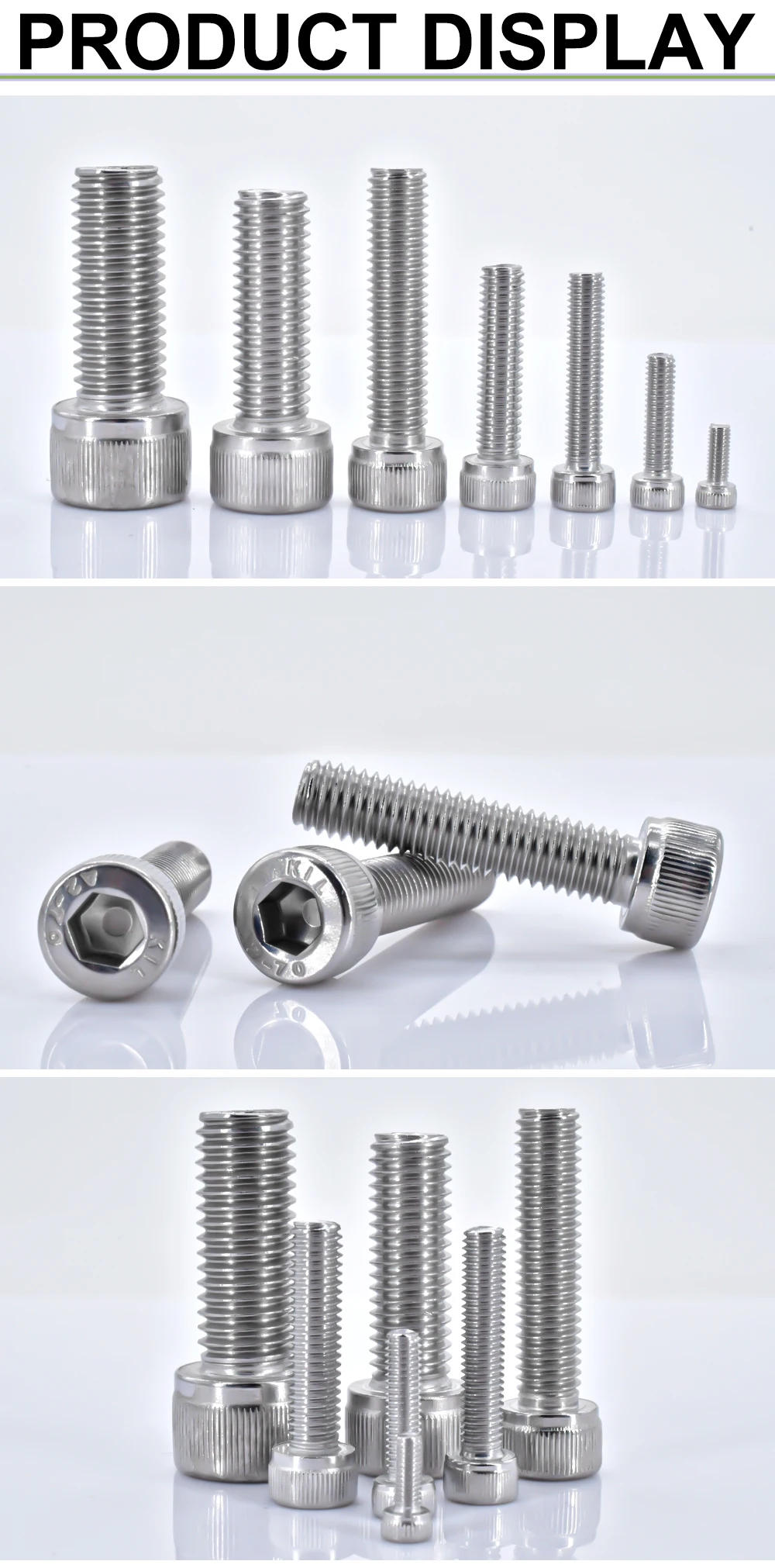 Description Picture 5 of item3-60pcs 304 Stainless Steel Hexagon Hex Socket Screw DIN912 M1.4 M1.6 M2 M2.5 M3 M4 M5 M6 M8Hex Socket Head Cap Allen Bolt Screw