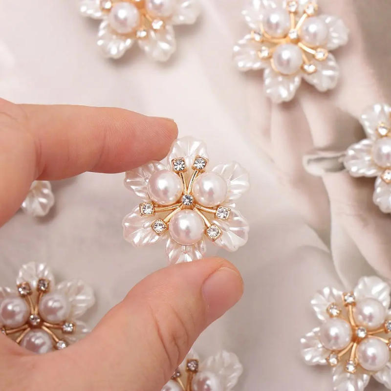 Description Picture 6 of item5PCS Pearl Flower Rhinestone Buttons Sparkling Crystal Hairpins Decoration Clothes Buttons DIY Crafts Apparel Sewing Accessories