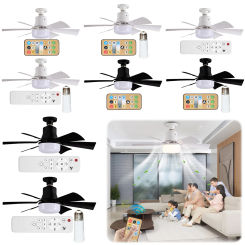 Ceiling Fan Light with Remote Socket Ceiling Fan 3 Gear Wind Speed LED Light Fan Dimmable 6 Blades for Home Office
