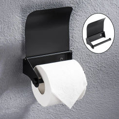 Bathroom Stainless Steel Black Toilet Single Roll Paper Holder  with Screws Wall Mounted Tissue Dispenser Home Accessories