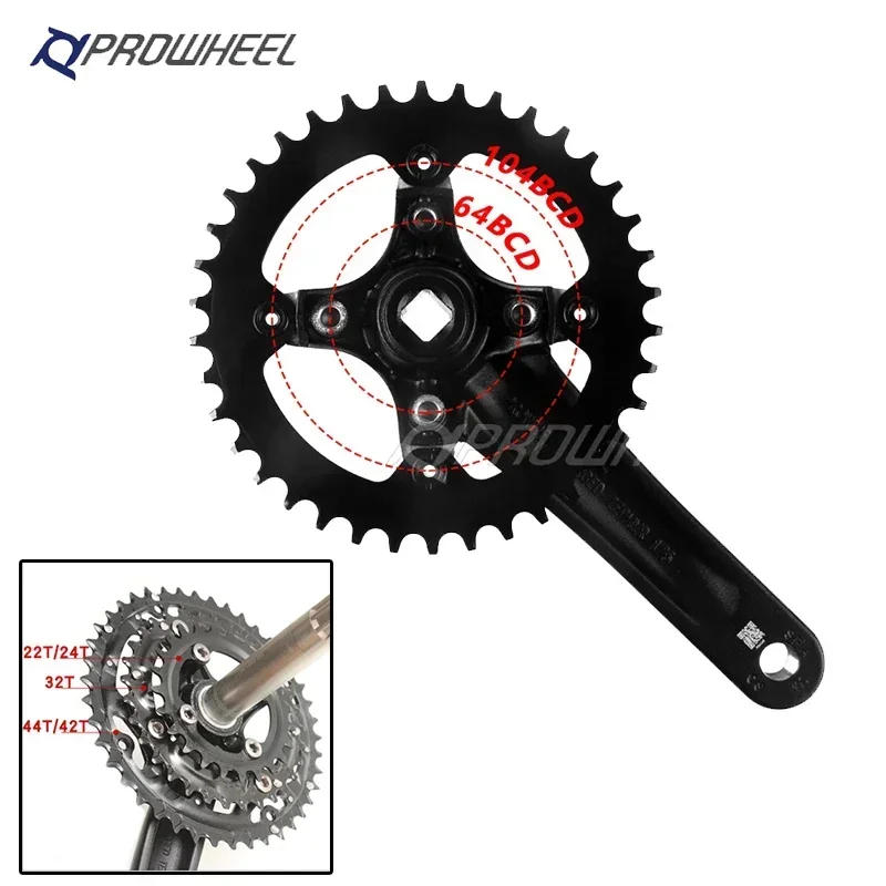 Description Picture 4 of itemPROWHEEL 104 BCD Bicycle Chainring 64BCD 96BCD /8/9/10/11S Chainwheel 22T 24T 30T 32T 40T 42T 44T Bike Chain Ring Crankset Mtb