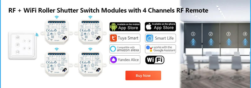 Description Picture 3 of itemTuya Smart Life Curtain Switch Module Remote Control Blinds Roller Shutter RF+WIFI App Timer Google Home Aelxa Echo Smart Home