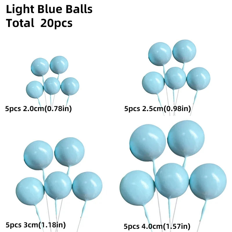 Description Picture 6 of item20pcs Color Balls Cake Toppers for Birthday Decorations DIY Cupcake Flags Wedding Christmas Balls Baby Shower Bear Decorations