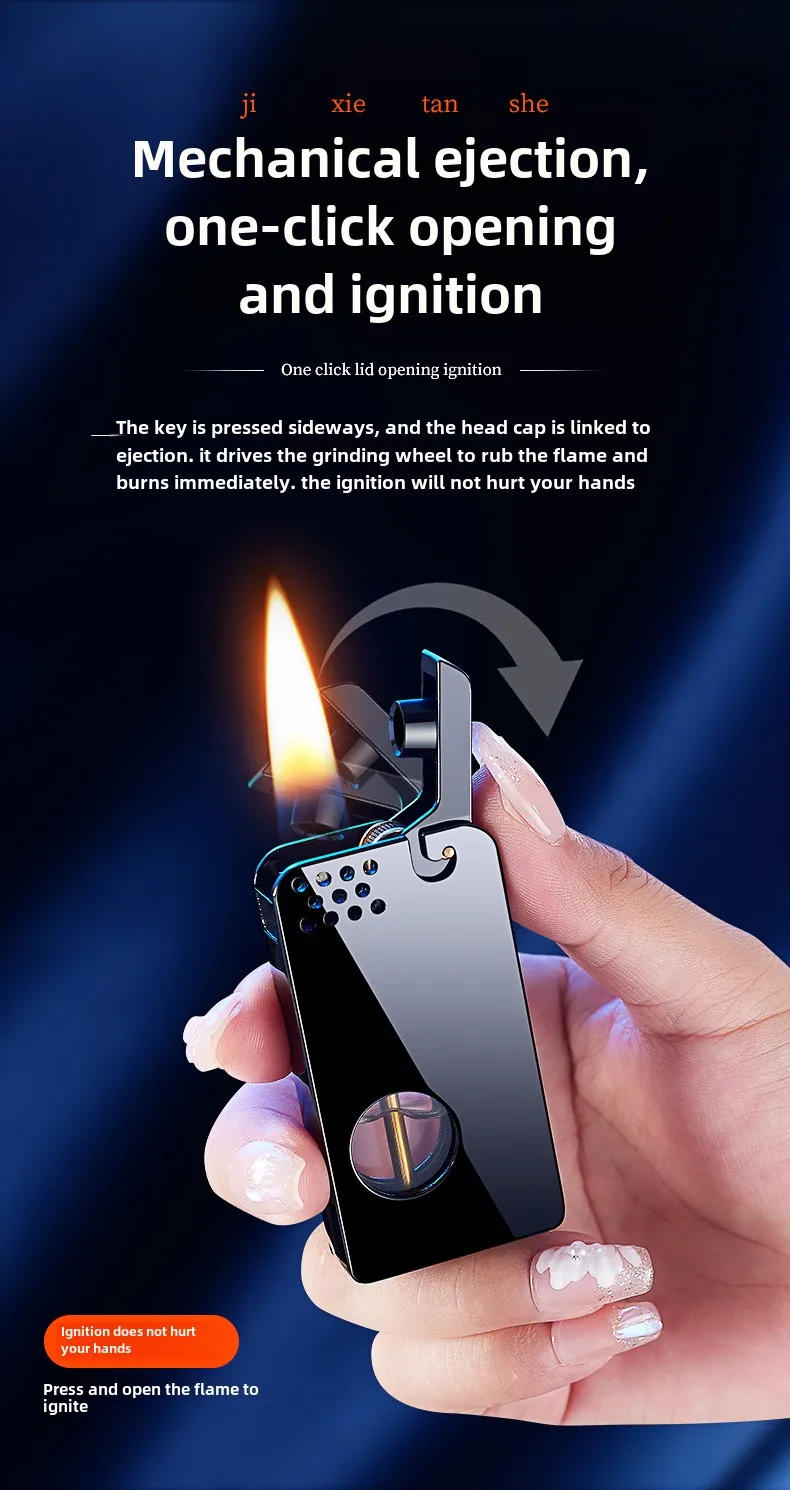 Description Picture 4 of itemTransparent Visible Kerosene Gasoline Lighter Retro Metal Flint Cigarette Windproof Lighter Smoking Accessories Gifts for Men