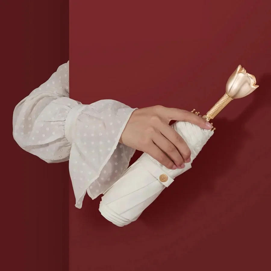 Description Picture 3 of itemWomen Umbrella Rain Flower Wedding Windproof Portable Female Rain Gear Luxury Three-fold Parachase Parasol Umbrella Academy