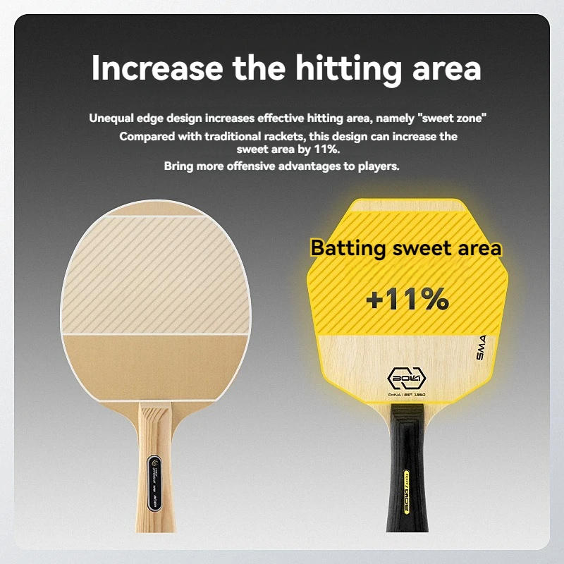 Description Picture 3 of itemHexagon Table Tennis Bat Base Plate Larger Hitting Area Pure Wood Blade Professional Paddle for Tranning Offensive Ping Pong