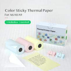 57x30mm Thermal Paper Self-Adhesive Sticker Paper for Mini Thermal Pocket Printer colorful 3 Rolls for Texts Notes Journal Photo